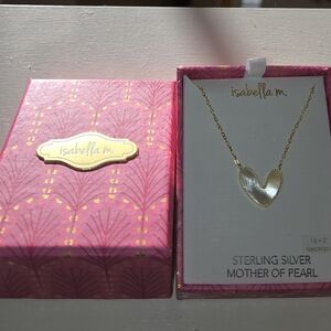 Gorgeous Isabella M. Necklace with Mother of Pearl Heart Pendant Gold/.925 NIB